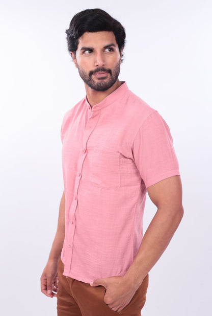 CAMISA SLIM LINO CHINO JERAOUS MANGA CORTA  Rosa