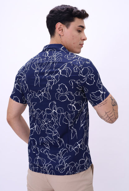 Camisa Scub JERAOUS Manga Corta Azul Marino