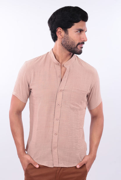 CAMISA SLIM LINO CHINO JERAOUS MANGA CORTA Arena