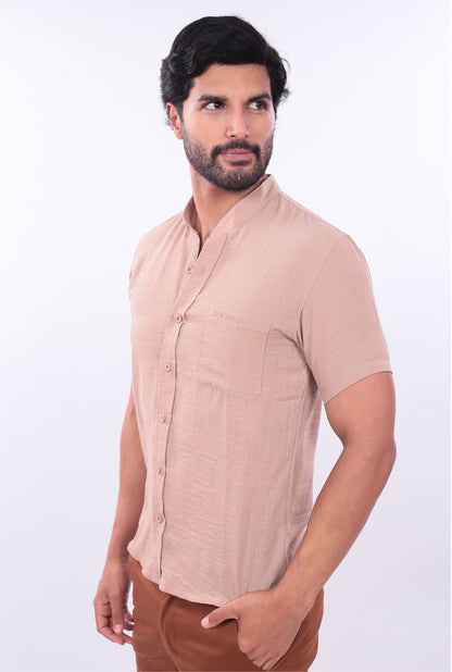 CAMISA SLIM LINO CHINO JERAOUS MANGA CORTA Arena