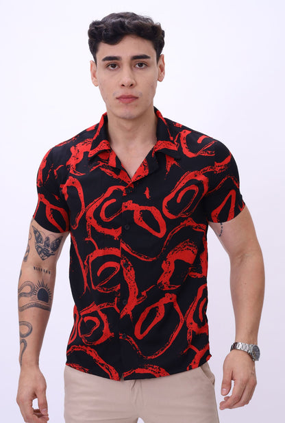 Camisa Scub JERAOUS Manga Corta Negro Grafito