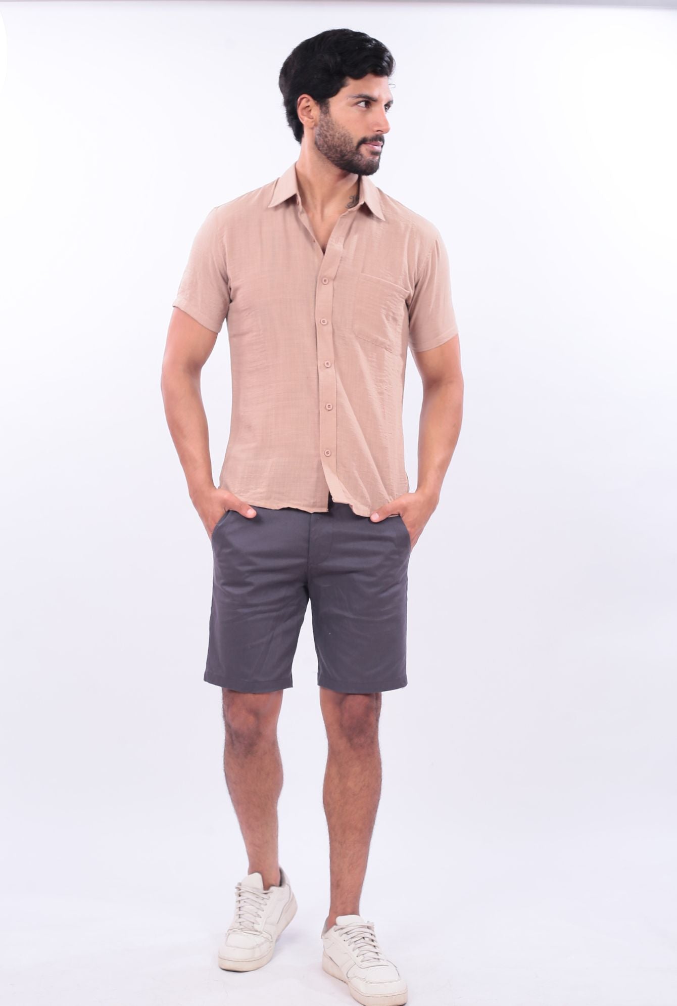 CAMISA SLIM LINO JERAOUS MANGA CORTA  Arena