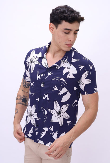 Camisa Scub JERAOUS Manga Corta Azul