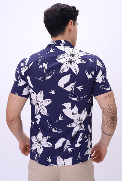 Camisa Scub JERAOUS Manga Corta Azul