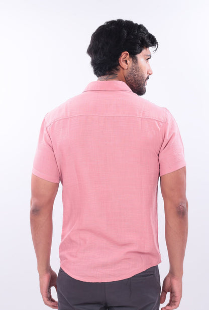 CAMISA SLIM LINO JERAOUS MANGA CORTA  Rosa