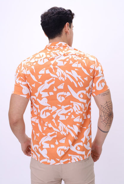 Camisa Scub JERAOUS Manga Corta Naranja