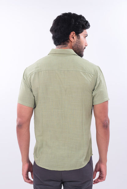 CAMISA SLIM LINO JERAOUS MANGA CORTA  Verde Manzana