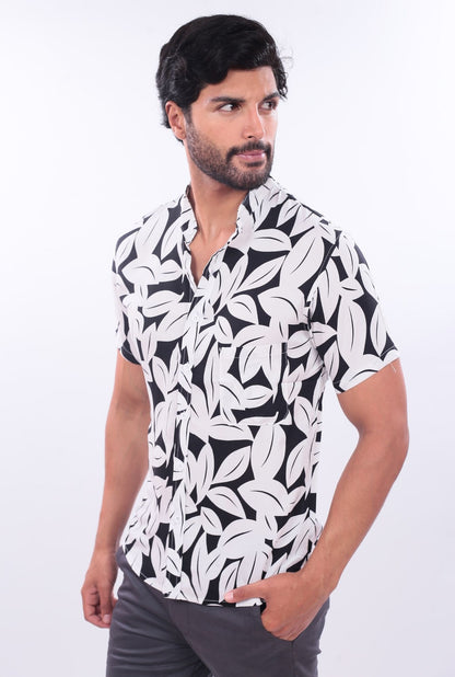 CAMISA SLIM LEAVES JERAOUS MANGA CORTA Blanco