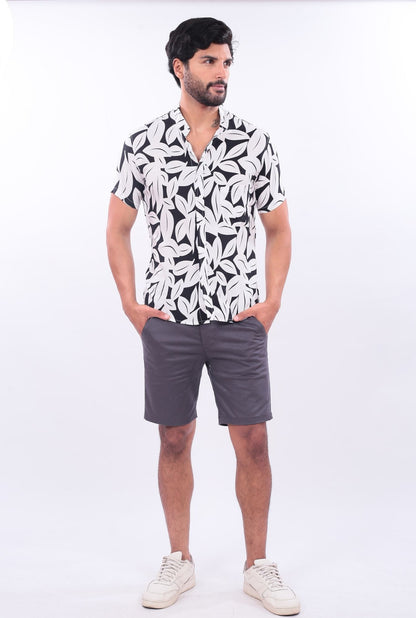 CAMISA SLIM LEAVES JERAOUS MANGA CORTA Blanco