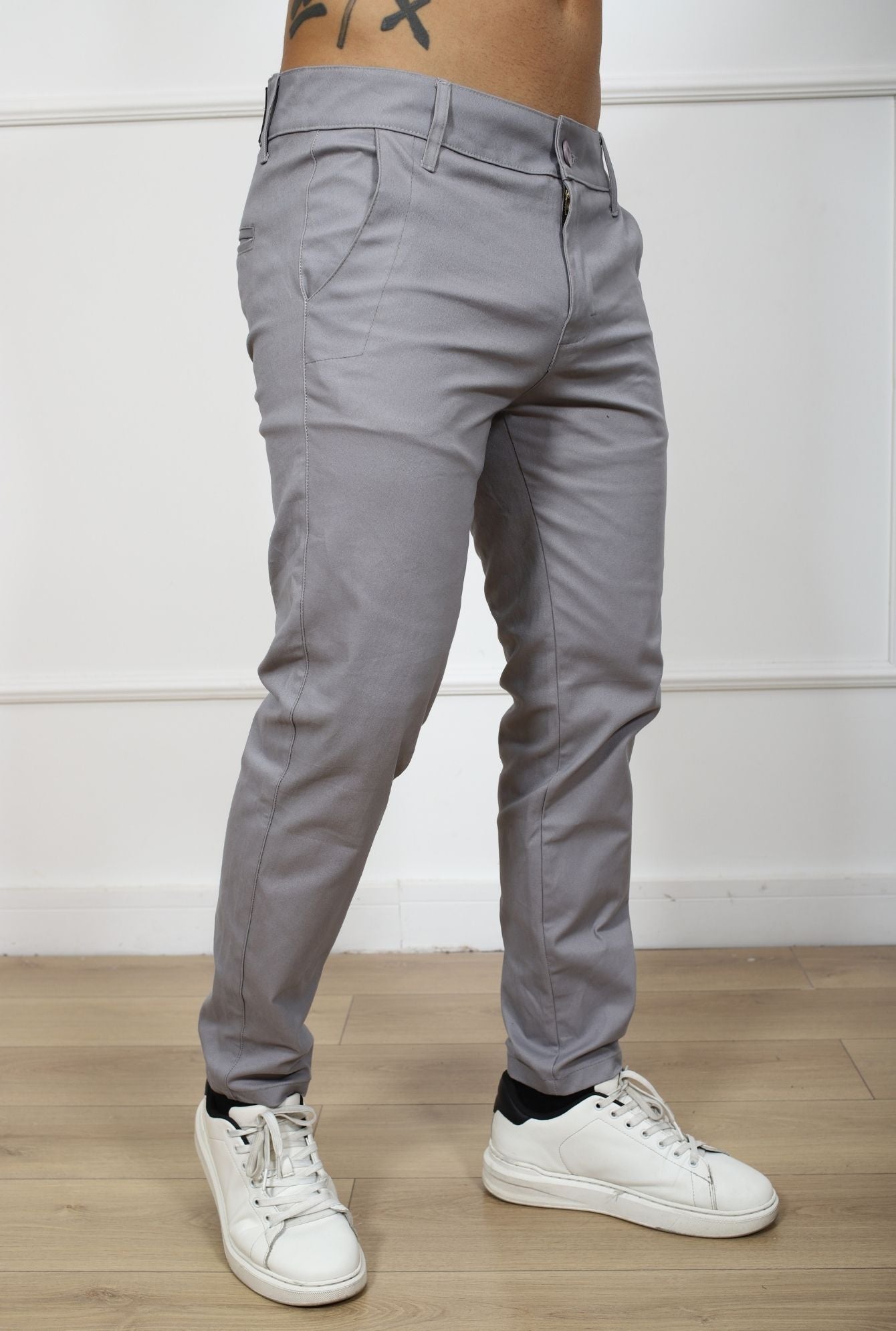 pantalón JERAOUS de drill strech Plata