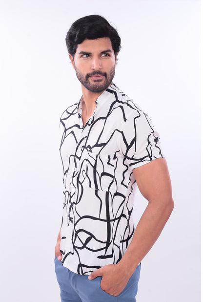 CAMISA SLIM DESING JERAOUS MANGA CORTA Blanco