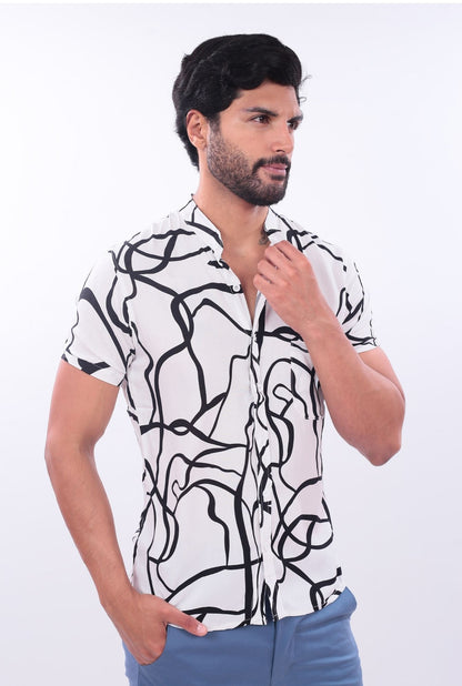 CAMISA SLIM DESING JERAOUS MANGA CORTA Blanco