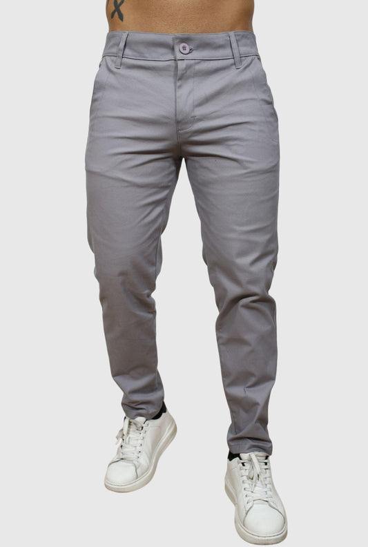 pantalón JERAOUS de drill strech Plata